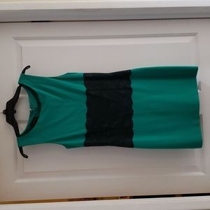 Green & Black Lace Bebe Holiday Dress, size M